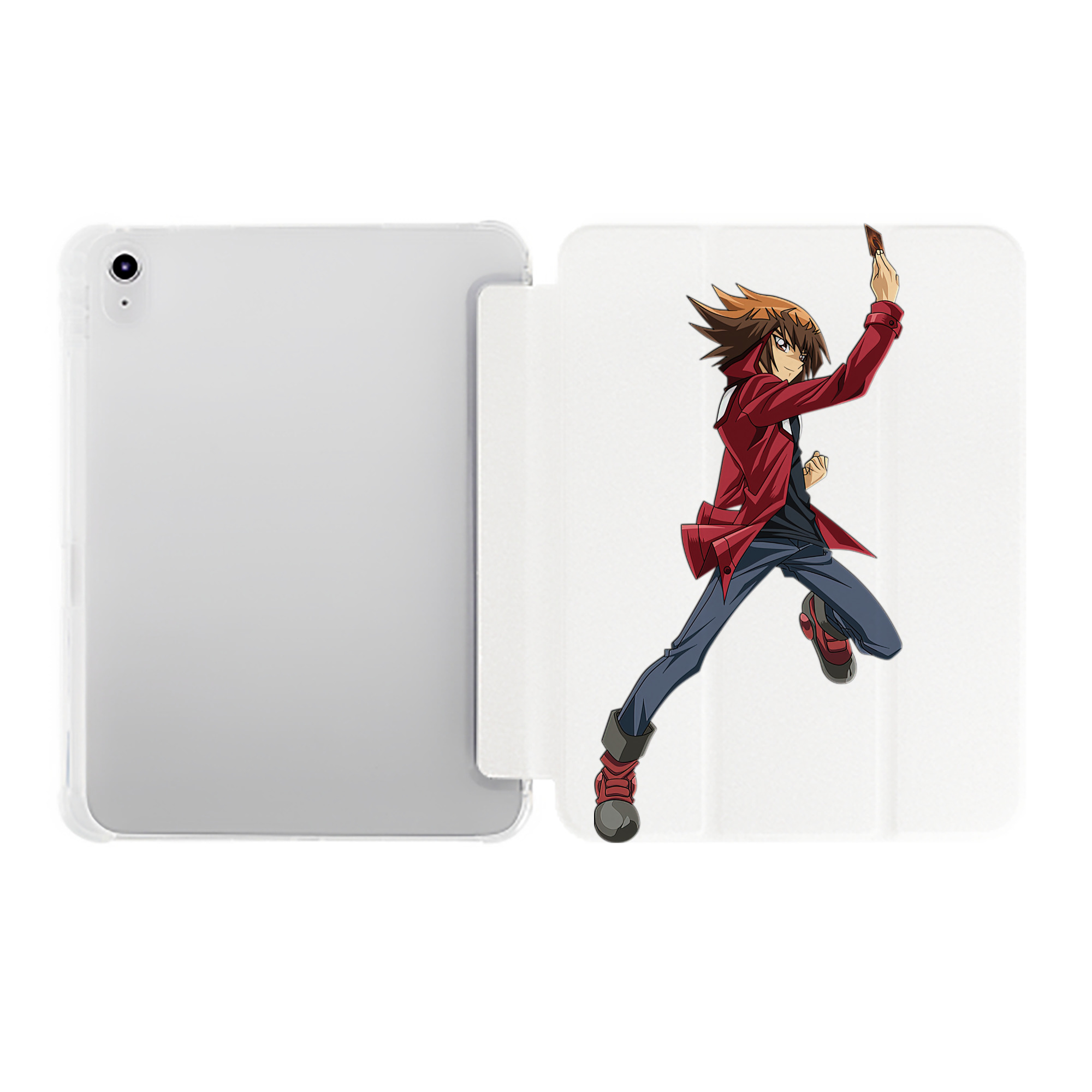 （画像用） 遊☆戯☆王 Yu-Gi-Oh! IPad ケース ペン収納付き 三つ折りスタンド PUレザー×シリコン 対応機種9.5/10.5/10.9インチ